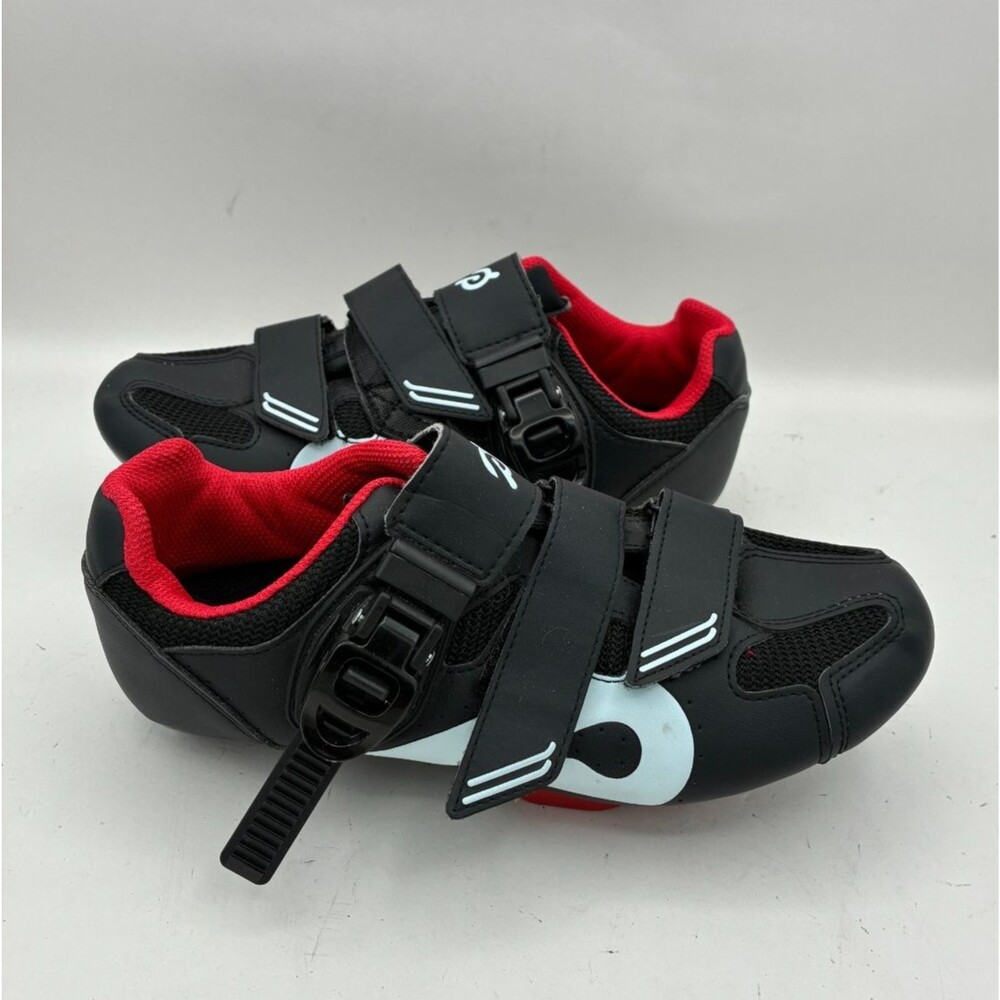 Peloton Cycling Shoes EU 38 Womens Black Red Road Bike 3 Bolt Clipless Shoes
